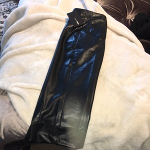 Black leather pencil skirt